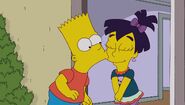 Bart kissing Nikki on the cheek in the episode Moonshine River.