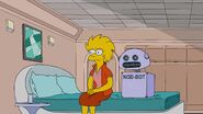 President Lisa sitting on the bed next to Nod-Bot in The Marge-ian Chronicles.