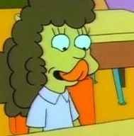 Janey tocando sua língua no nariz