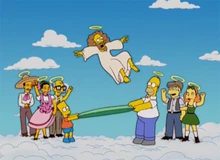 Bart e Homer curtindo no paraíso católico