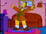 Homer dancing on a Sunday due to not having to go to church