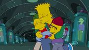 Bart's Elder Son and his brother hugging happily their father Bart.