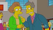 Skinner scolding Edna for hitting Bart