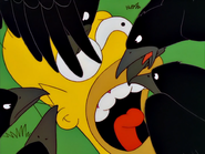 Homer attacked by a flock of crows