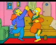 Homer and Skinner giving each other a high five