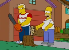 derrubou a árvore no fio da antena do Homer... "Por quê?"