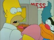 "Sorry pal." Homer says this as Sideshow Bob angrily turns his head towards him.