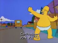 Homer shouting at the bus.