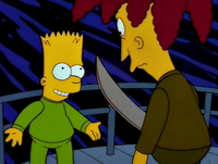 Sideshow Bob is about to kill Bart.