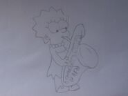 Meu desenho da Lisa tocando seu saxofone