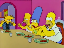 The inside of Maggie's mouth is yellow.