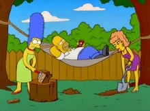 Homer pensando nas vantagnes em ter duas esposas