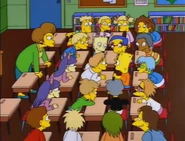 Sherri and Terri looking at Bart.