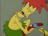 Sideshow Bob shouts in pain the exact same words the robber said when Homer stepped on his foot, confirming that he is the real culprit.