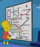 Bart looking at the map of the Springfield Transit Authority.