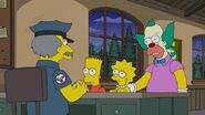 Krusty with Bart, Lisa, and Raphael as a Klub Krusty policeman.