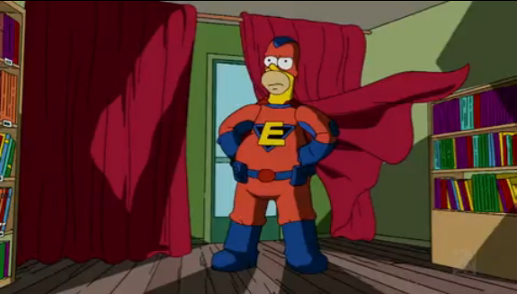 Adult TV Show The Simpsons Superhero Radioactive Man Classic Muscle Hero Costume