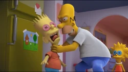 Homer angrily strangles Bart