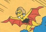 Edna as a superhero on a comic book cover