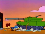 The army tank in Sideshow Bob's Last Gleaming.