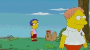 Milhouse licking tongues with his dog