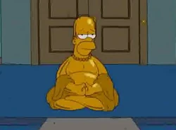 Homer disguised as Buddha.