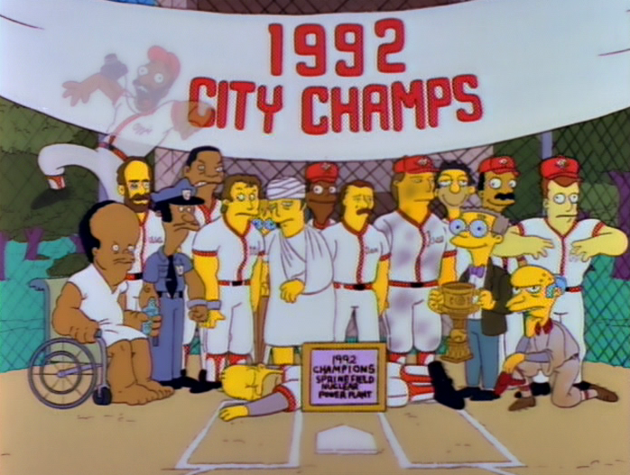 Mr. Burns' all-star softball team from The Simpsons is heading