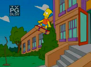 Bart flying out of school in the post-Simpsons Movie opening sequence