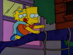 Bart escapes along with Maggie at his back