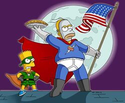 Homer and Bart as Pie Man and Cupcake Kid