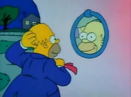 Homer looks at the mirror.