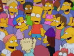 Bart is shocked by sending back to the third grade while the children are laughing.