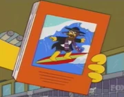 Back of the book, depicting a surfing rabbi