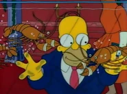 Homer watches swimming lobsters.