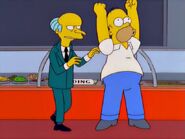 Homer's reaction when the pranks Mr. Burns orders him to do are successful in "Homer vs. Dignity".