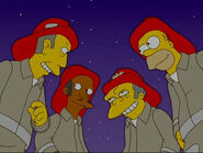 Fireman Moe with Fireman Skinner, Fireman Apu and Fireman Homer