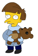 A younger Burns and his teddy bear, Bobo