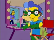Milhouse with his leftmost piece of hair colored improperly