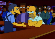Homer i Moe w tłumie ludzi