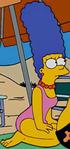 Marge wearing a pink swimsuit