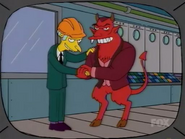 The Devil seen shaking hands with Mr. Burns.