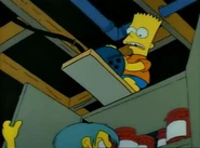 Bart trying to knock Lucille out with a bowling ball.