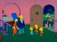 Homer and Marge talk to Ms. Botz.