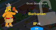 Barbarian's unlock screen