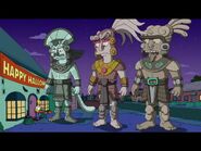 Mayan God in its episode, with two other gods.