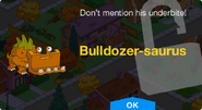 Bulldozer-saurus's unlock screen.