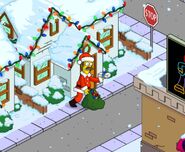 Santa Flanders delivering presents.