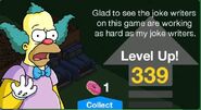 One of Krusty's random level up messages.