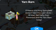Yarn Barn notification.