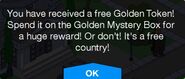 Free Gold Token message (Black Friday 2019).